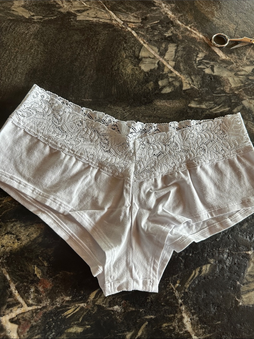 Knickers Lace-Trim Boyshort Panty - White